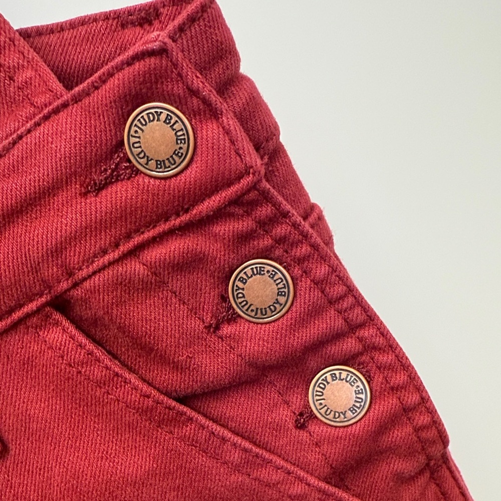 Judy Blue Women's Burgundy Denim Overalls - Picture 6 of 9